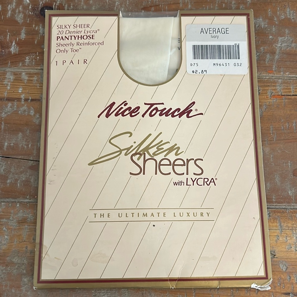 Pantyhose NICE TOUCH Lycra SILKY SHEERS Ivory AVERAGE Vintage Sears Unopened